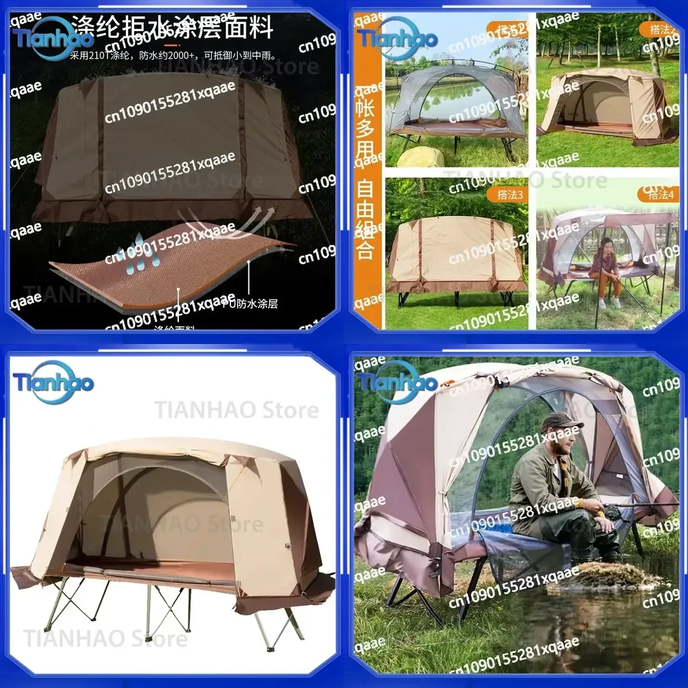 Ultra-light Portable Off-ground Single Camping Tent for Outdoor Fishing Camp Bed with Rain and Sun Protection