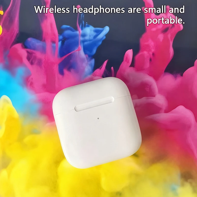 pro4-Wireless Headphones, compact and portable, in-ear wireless headphones with mini ear tips and a charging case.