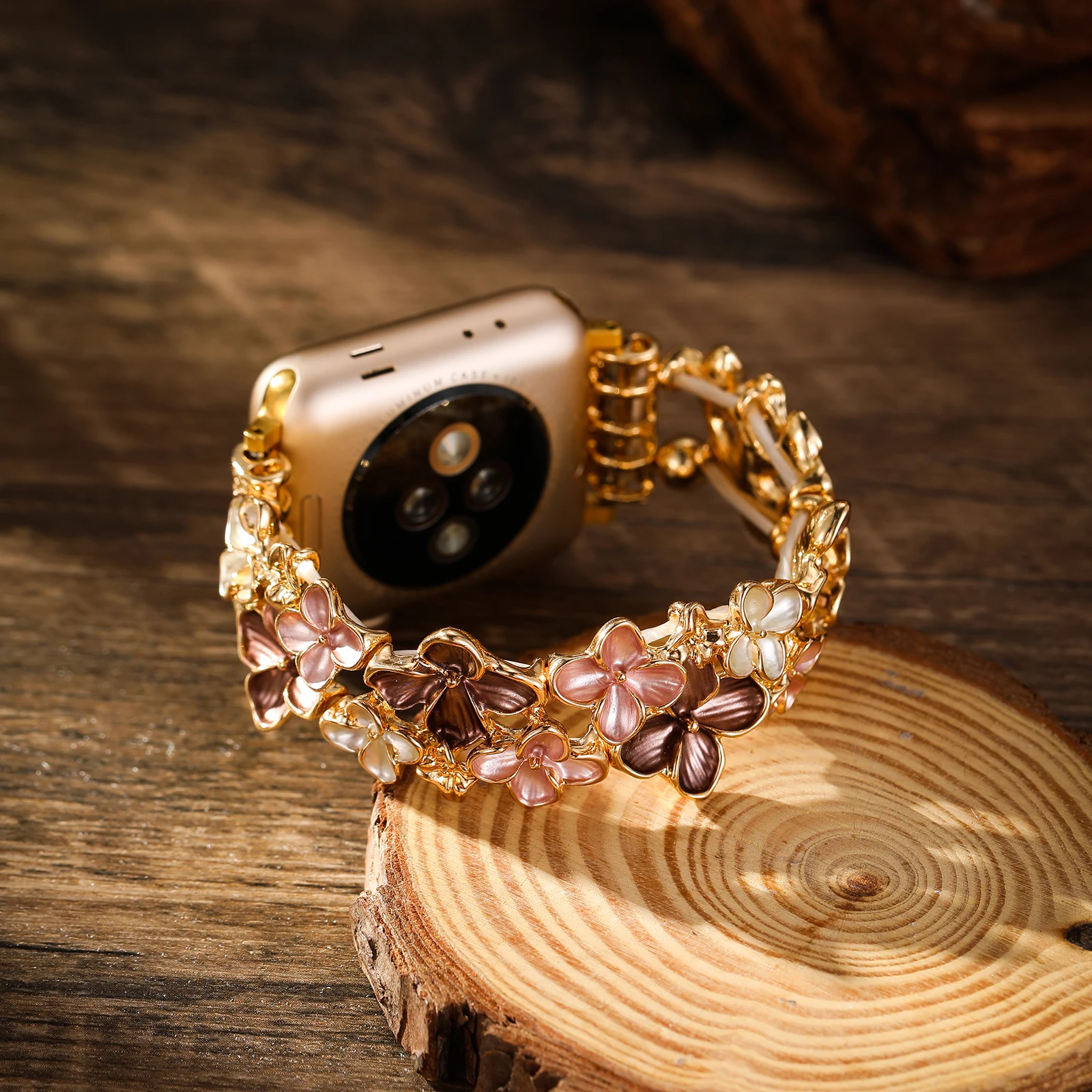 For Apple Watch42 44 45mm Women Strap Elastic Wristband Stereoscopic Flowers Band For iWatch 9 4 2 1 8 7 Se Ultra49mm 38/40/41mm