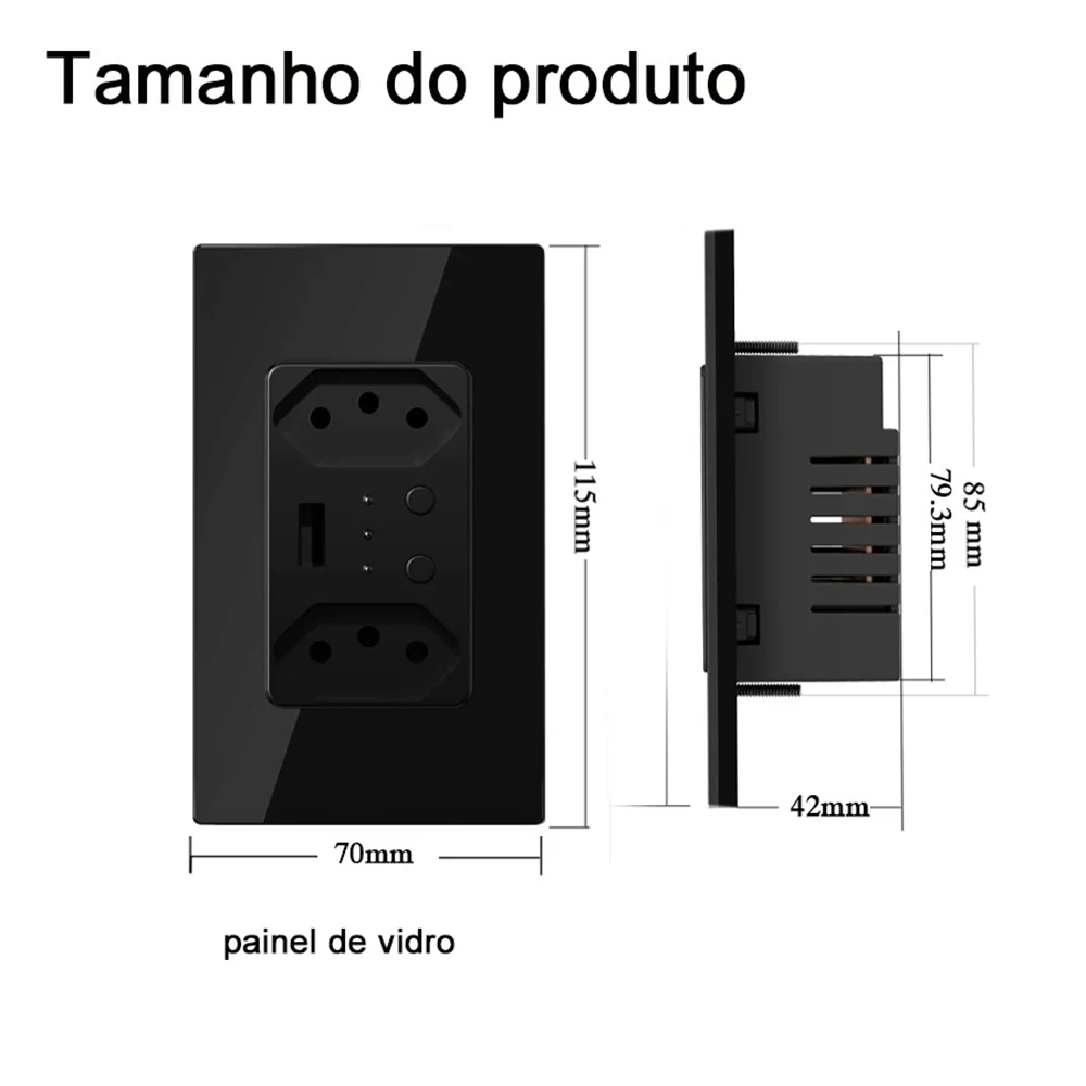 Melery Zigbee Tuya Smart Brazil 4*2Wall Socket Tomada USB Electrical Plug Outlet Glass Panel Remote Control by Alexa Google Home