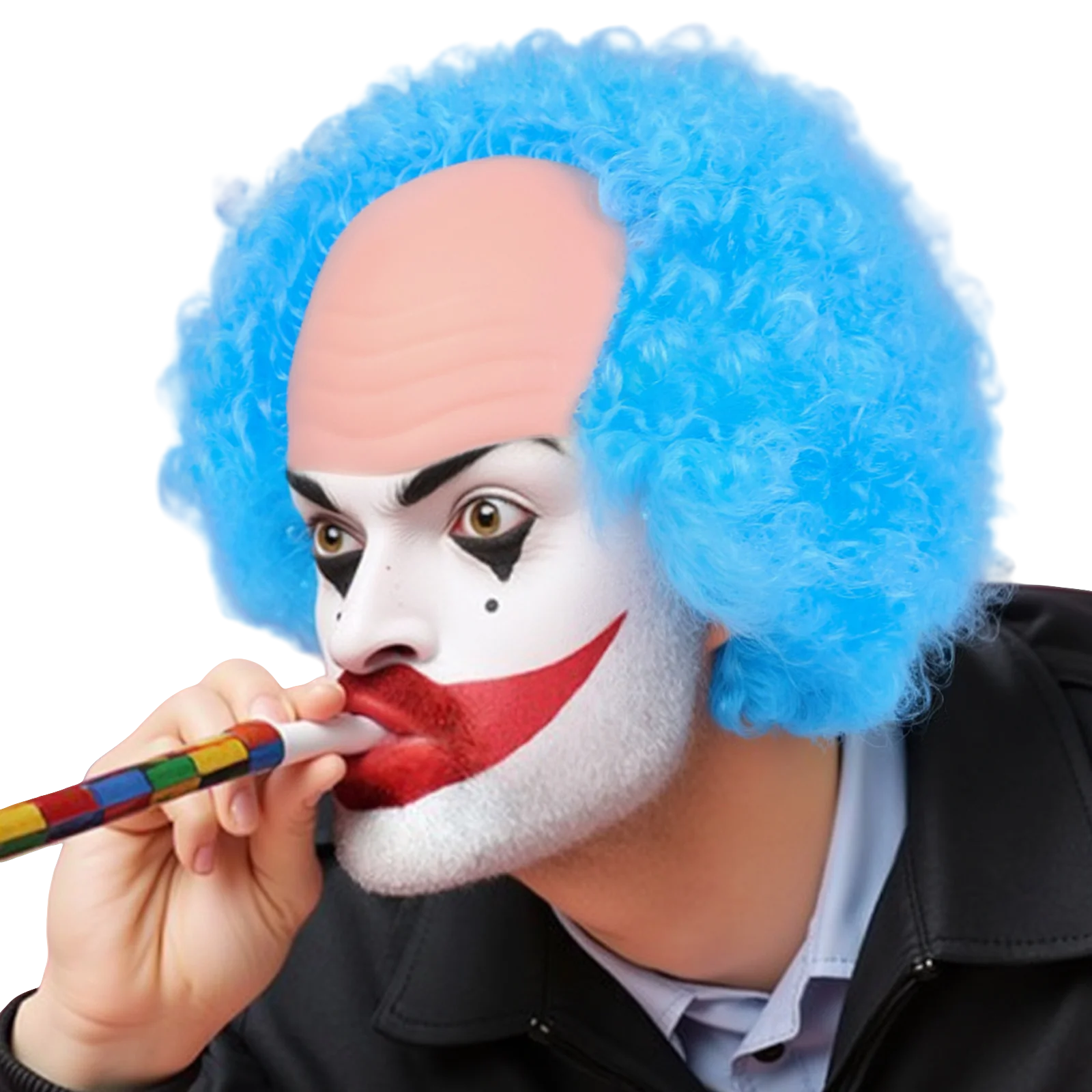 Peruka Afro Klauna Bez Włosów Unisex Horror, Oddychająca Peruka z Włókna Syntetycznego Bez Kaptura na Halloween i Cosplay