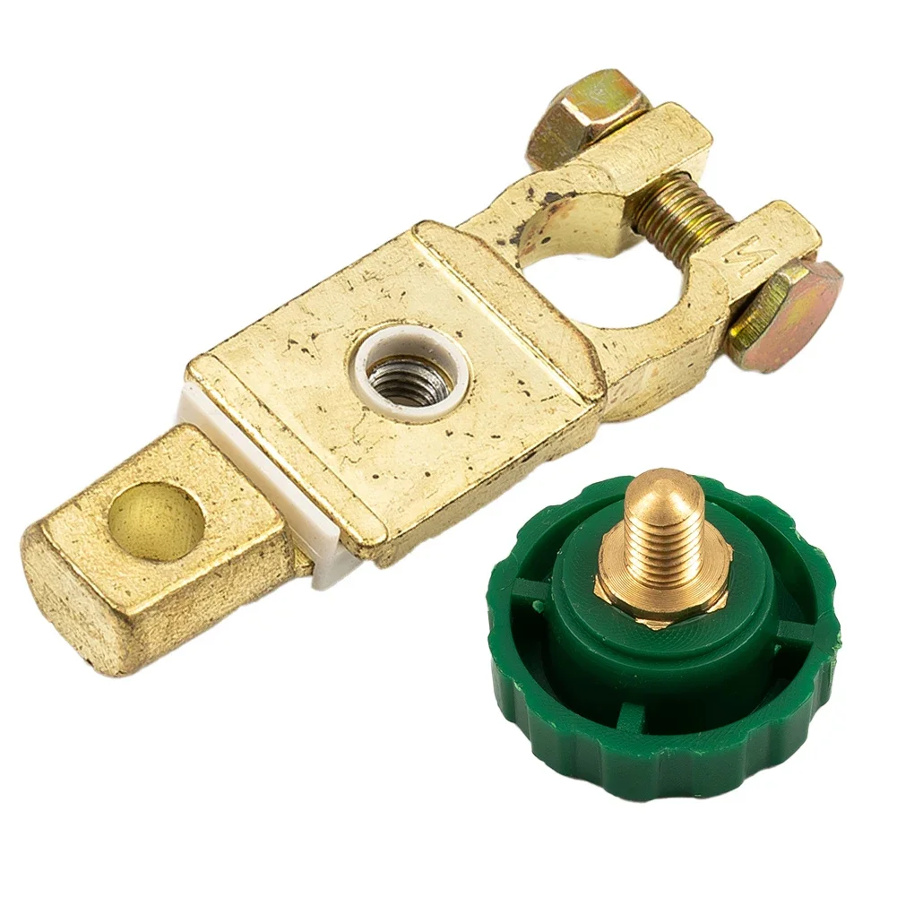 1PCS  Heavy Duty Battery Disconnect Isolator Cut Off Switch 12V 24V Green 17MM   Zinc Alloy Copper Plated + Plastic Knob