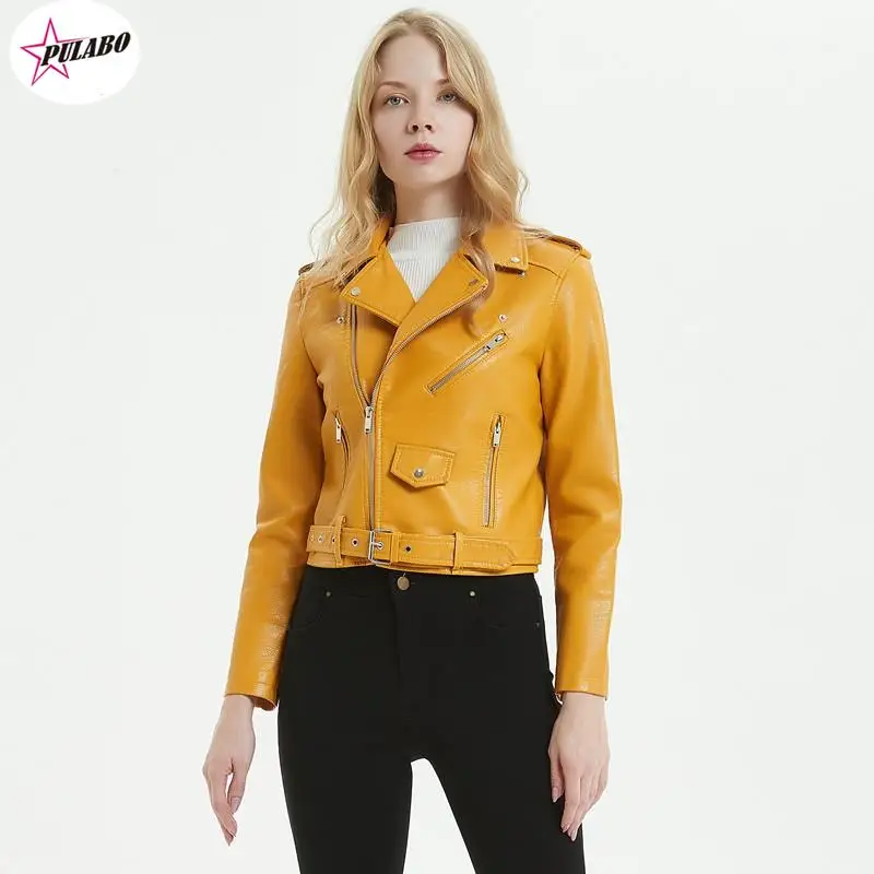 S-XL y2k Spring Fashionable Bright Color Pu Leather Jacket Coat Good Quality Ladies Main Street for Women Pu Leather Jacket