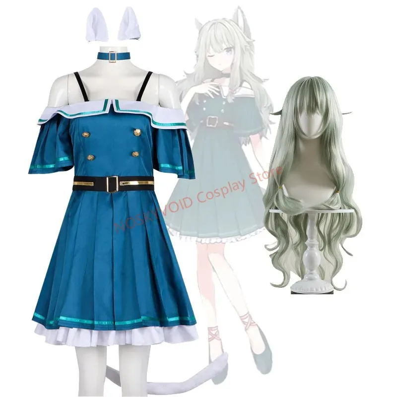 أزياء الهالوين فساتين كوساناجي نيني التأثيرية ميكو: المرحلة الملونة! Catgirl خلع الملابس الأذن والذيل تأثيري الباروكات القبعات