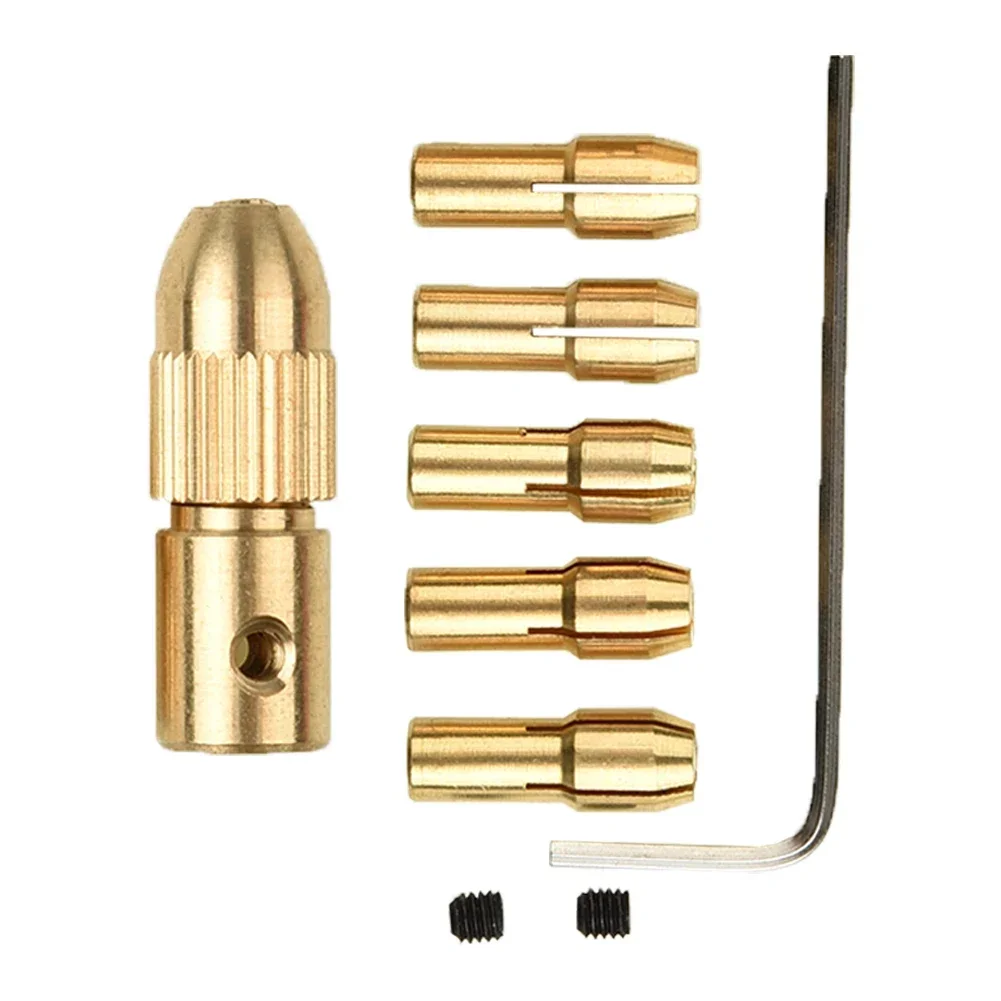 8Pcs Electric Drill Bit Kit Chuck Adapter Collet 0.5-3mm Mini Drilling Tool Drill Folder Copper Cap For Rotary Power Tools