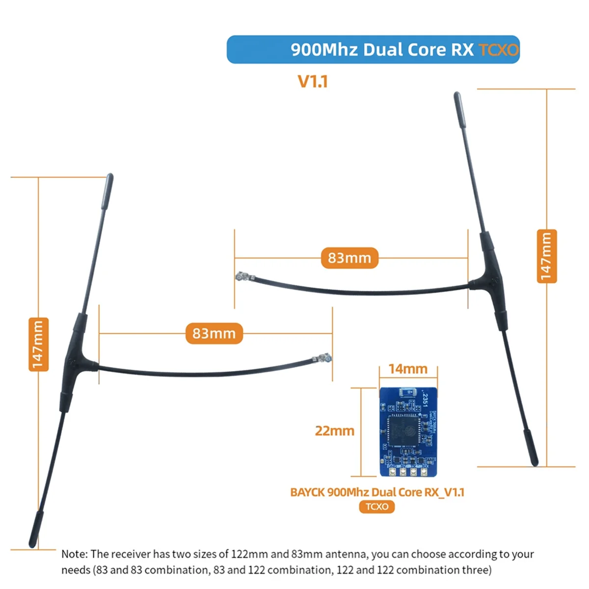 915Mhz 868MHz ELRS RX Diversity Receiver Dual Core RX TCXO Dual Antenna for FPV Long Rang Racing Drone C