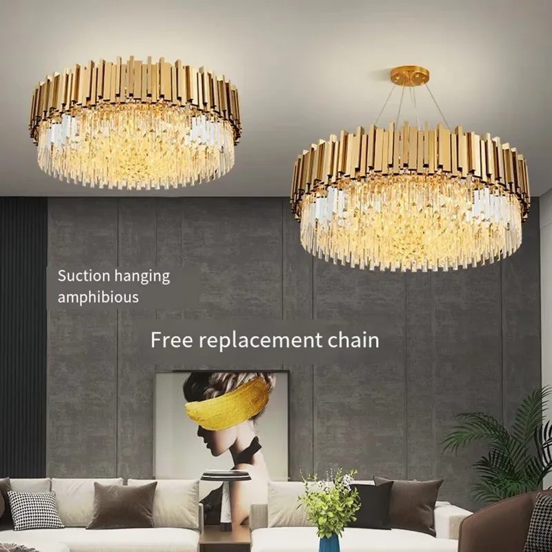 

Modern Luxury Crystal Lamparas Ceiling Chandelier for Living Room Round Pendant Lamp Art Decor Led Home Interior Lustre Fixtures