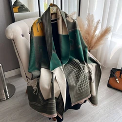 Brand Horse Print Scarf pashmina Cashmere Travel Blanket Shawl  Comfortable Wrap Shawl Autumn Winter Elegant Coldproof Warm Scar