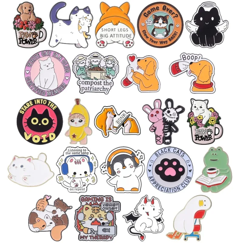 25styles Cat Dog Enamel Pins Music Lover Badges Lapel Brooch Cute Animal Mama Baby Jewelry Accessories Gift For Friends
