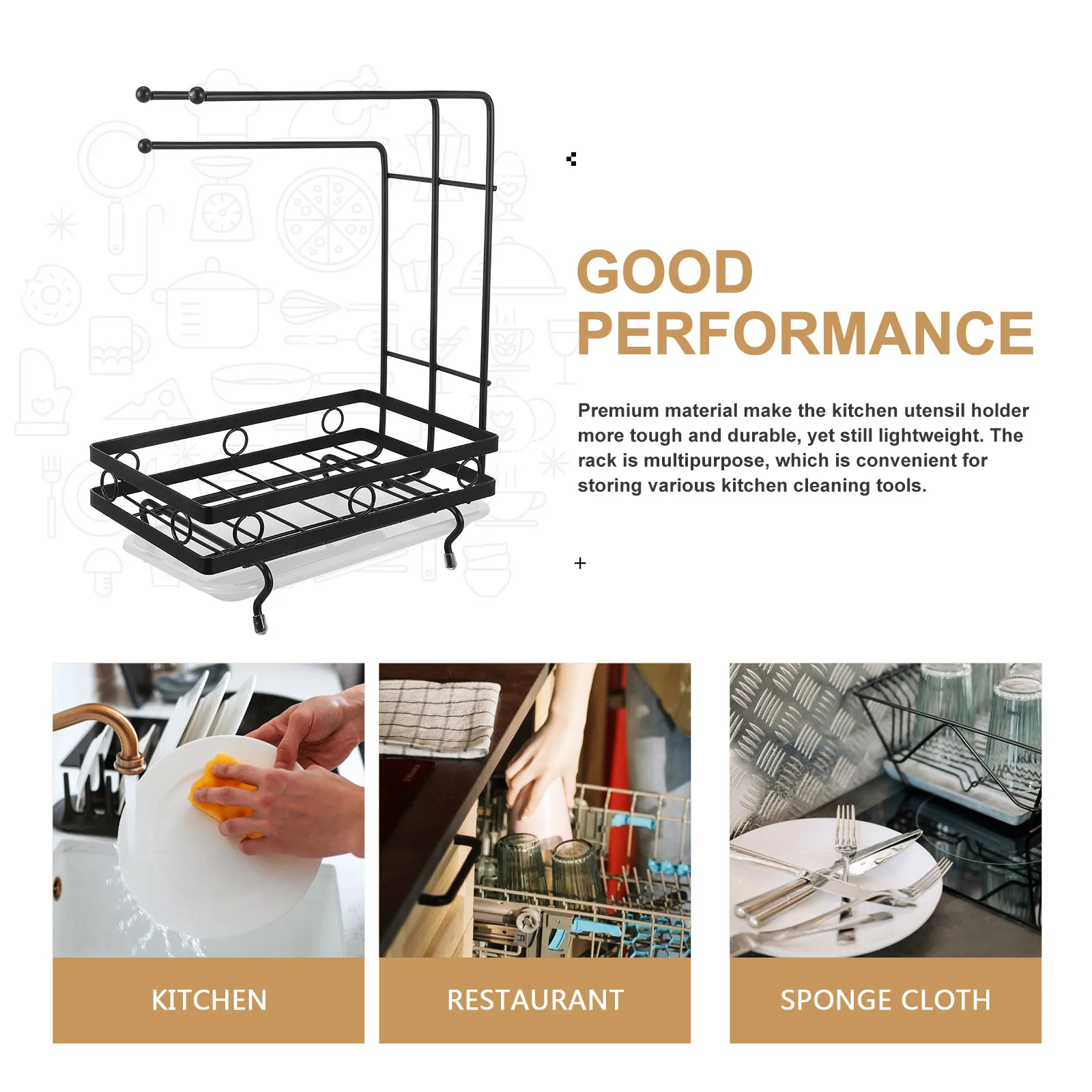 

Kitchen Rack Sink Holder Dish Drying Sponge Towel Drainer Brush Storage Dishcloth
