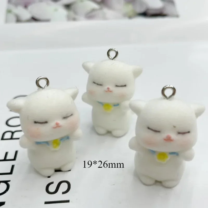 30Pcs 3D Cute Cat Bear Dog Charms Cartoon Animal Resin Pendant Earring Keychain Keyring Accessories for DIY Crafts Jewelry Make