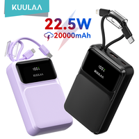 KUULAA 22.5W Power Bank 20000mAh Portable Charger PD Fast Charging with Built-in USB Type-C Cable for iPhone 16 15 14 13 Pro Max
