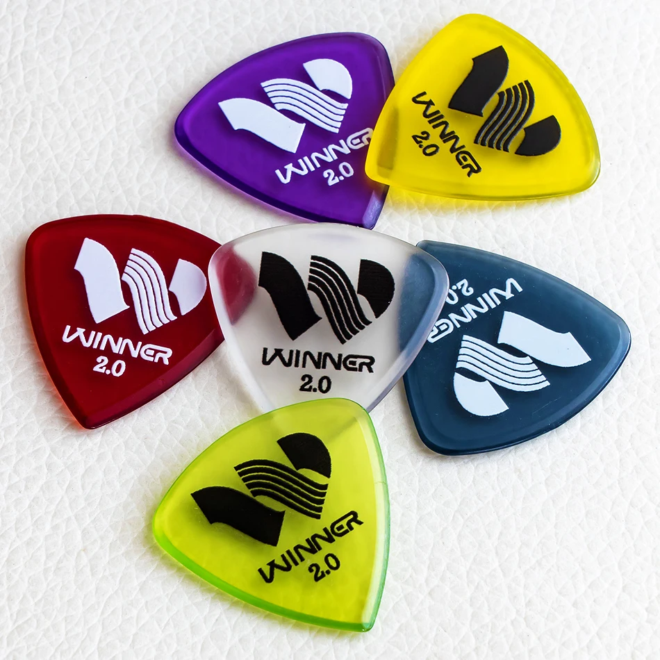 Winner Hybrid Polycarbon Guitar Picks 6/12Pcs 2.0MM for Acoustic Electric Guitar with Round Metal Box Guitar Accessories