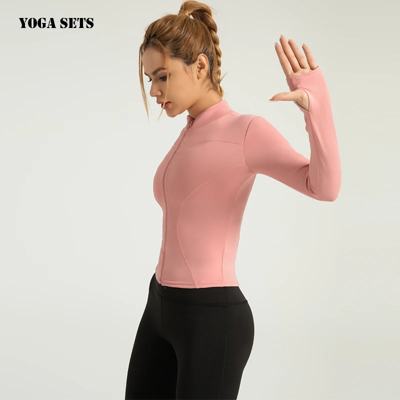 2Pcs Yoga Set Sportswear Workout Clothes Athletic Wear Seamless Gym Legging Fitness Zipper Crop Top Long Sleeve Sports Suits