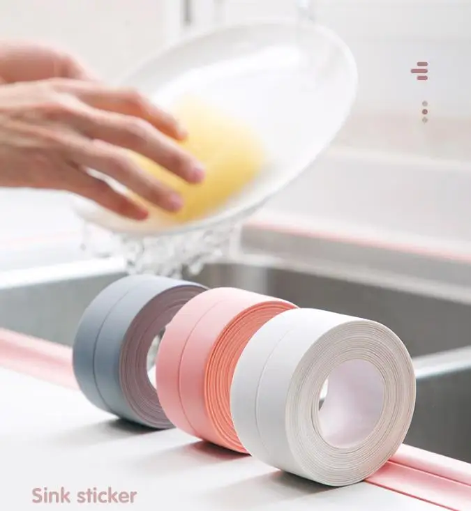 Shower Bath Sealing Tape Strips PVC Self Adhesive Waterproof Wall Sticker for Bathroom Kitchen Seal Caulk Strip Sink Mold Proof