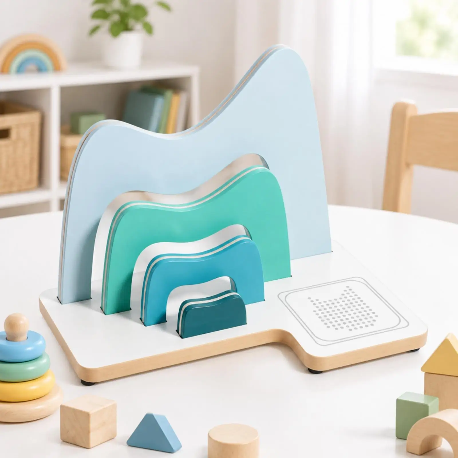 Kid Bookshelf Desk Organizer Wood Bookcase for Children Picture Books Toy Storage Shelf for Bedroom Playroom Nursery