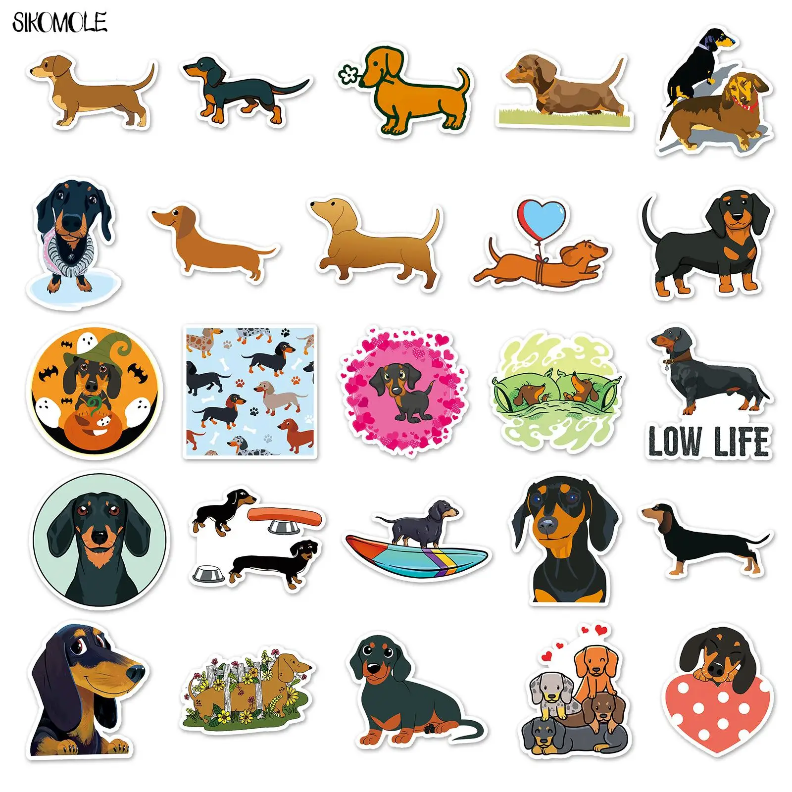 10/30/50PCS Cartoon The New Sausage Dog Stickers Animals DIY Skateboard Laptop Motorcycle Car Graffiti Sticker Decals Kid Toy F5