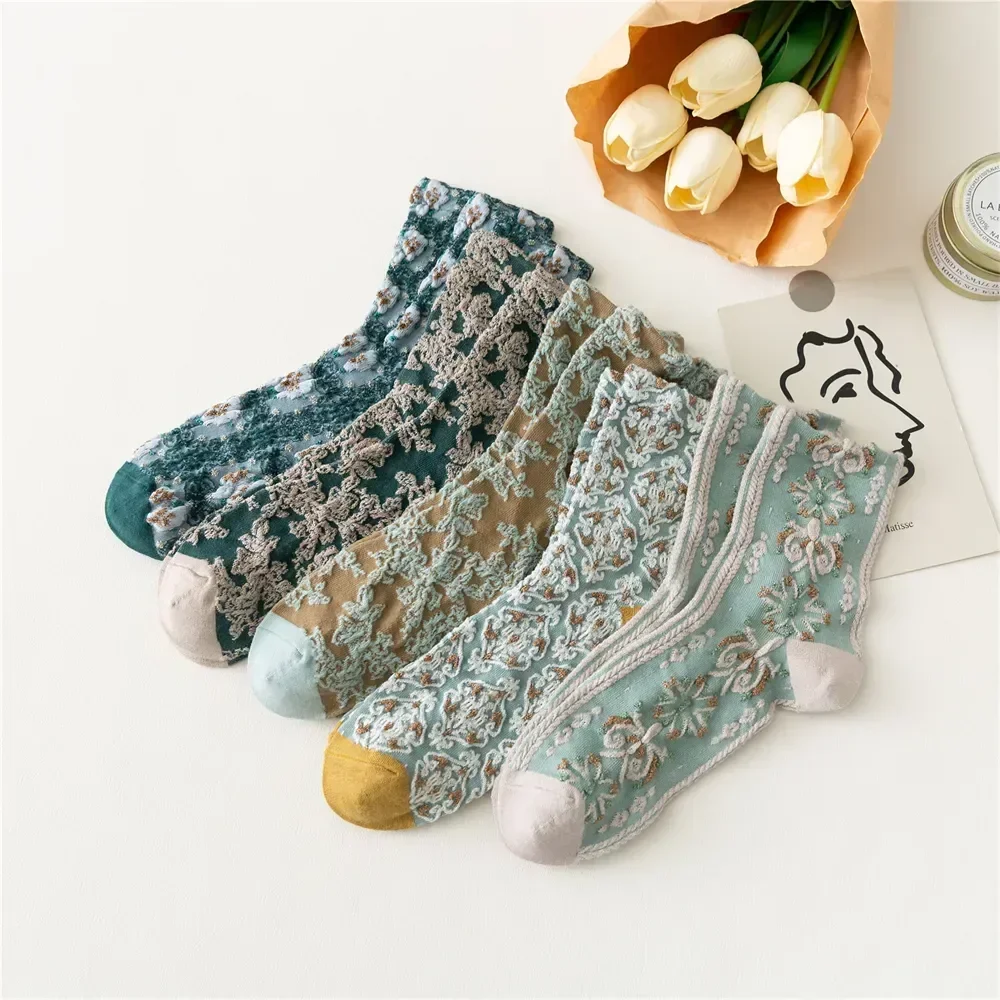 Fashion Cute Women's Socks Relief Dropship Palace Lace Ladylike Style Flower Sokken Lolita Princess Retro Elegant Ethnic New