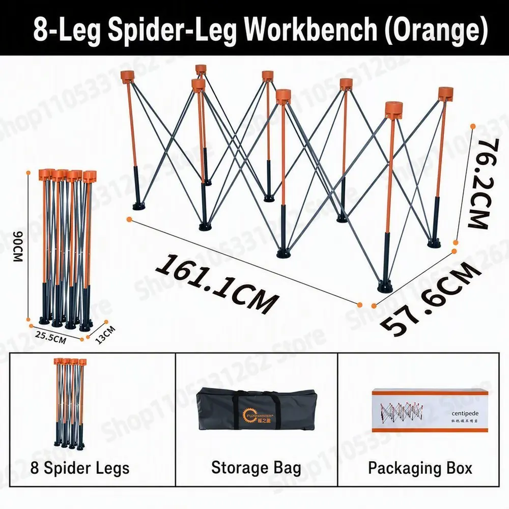 Heavy Duty Spider Workbench 6  8 Legs, Folding Stand for Full Board Cutting, Quick No Tool Setup, Woodworking Garage Support