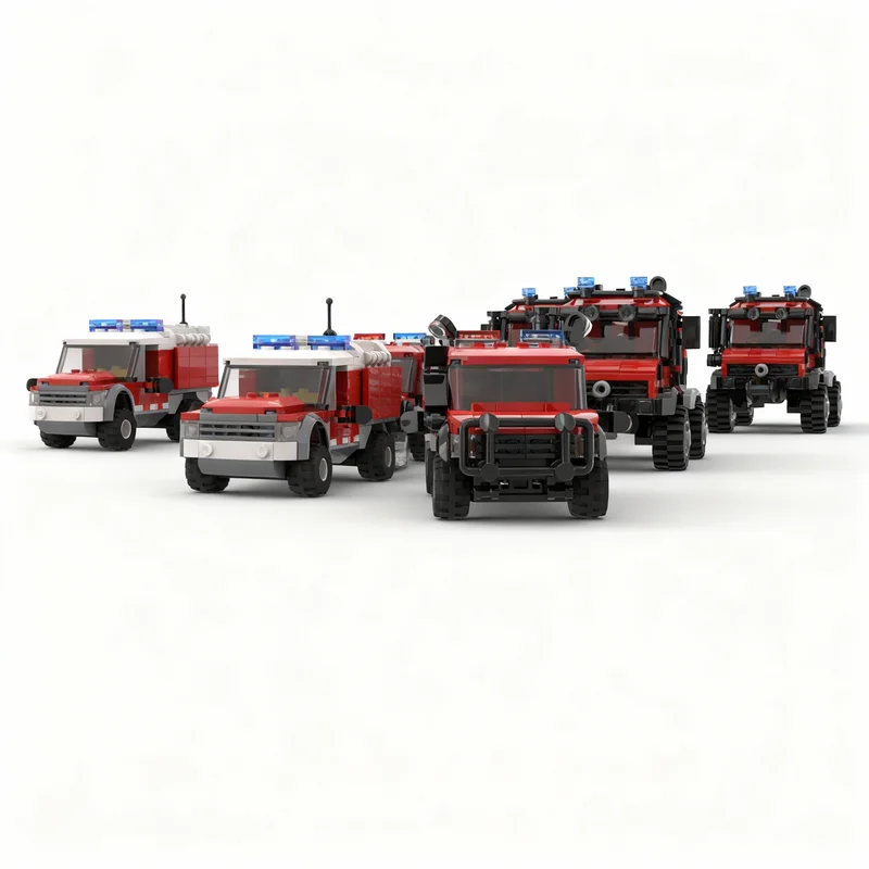 804PCS MOC Creative Model Arduous Strike Team Bundle Build Your Own Firefighting Fleet Building Blocks DIY Assembly Gift Display