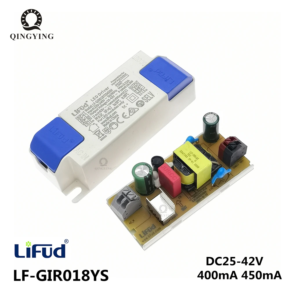 LiFud Led Driver No Flicker LF-GIR018YS Series DC25-42V 400mA 450mA 16.8-18.9W Power Supply Lighting Transformer For LED modules