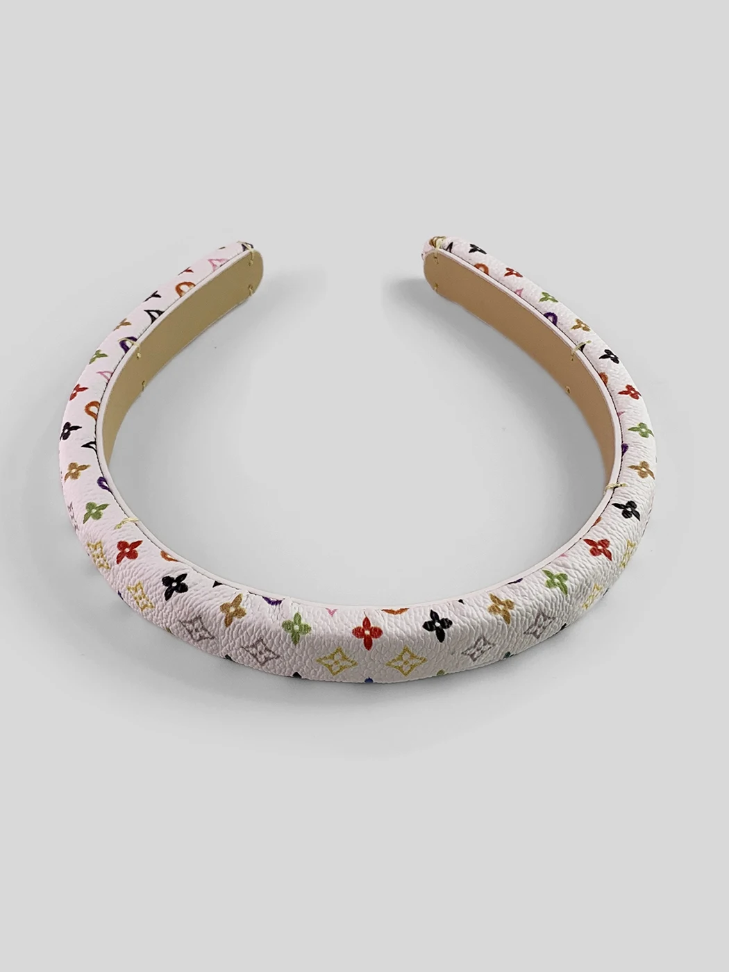 elegant-retro-floral-print-hairband-women's-leather-u-shaped-hair-pressing-hair-clip-headwear-fashionable-hairband-accessory
