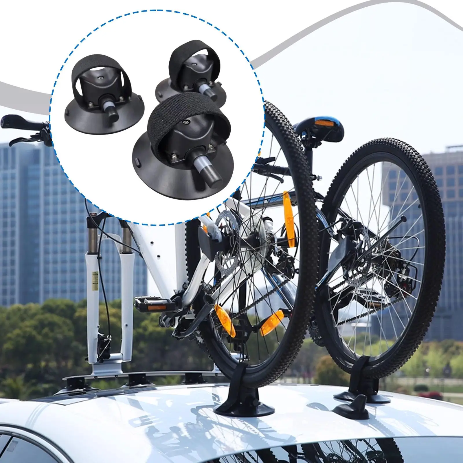 

3Pcs Suction Cup Bike Rack Easy to Install Nylon Sturdy High Performance Stable Attachment Spare Parts Black Accessories Carrier