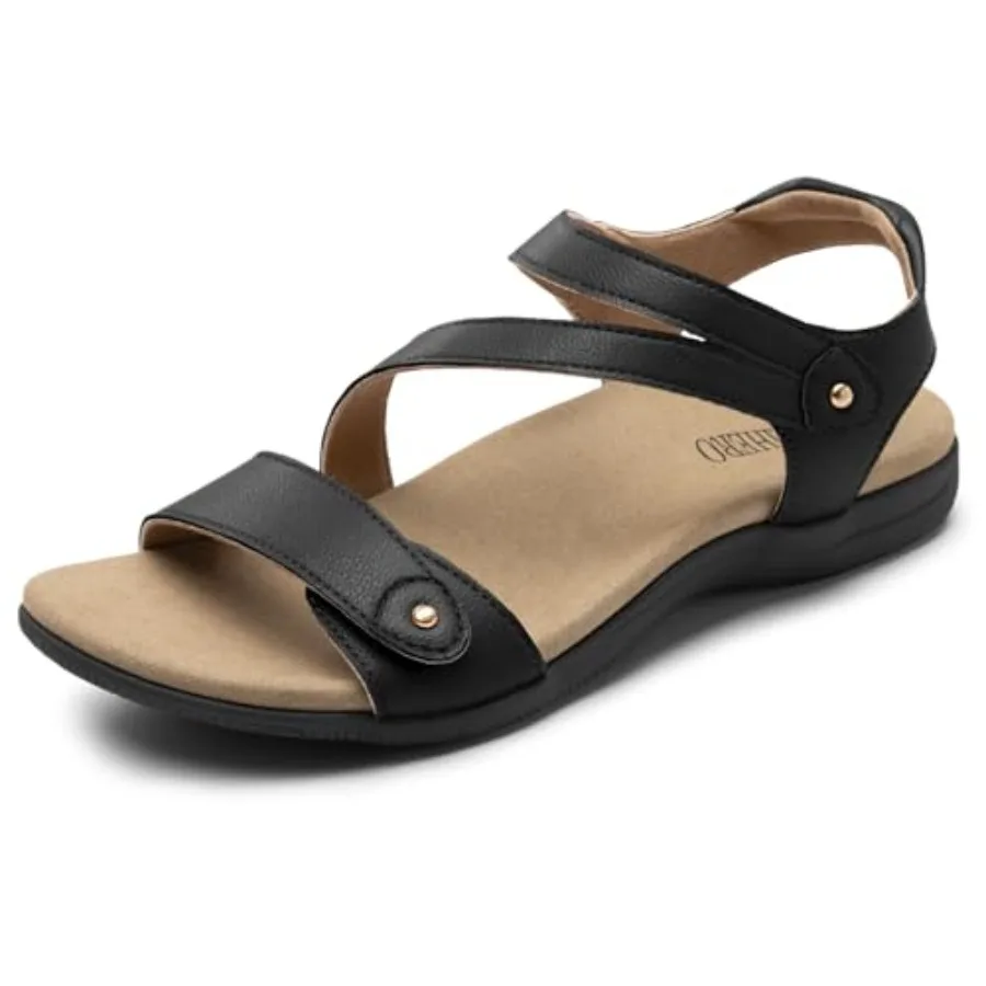 

Orthopedic als for Women Arch Support Comfortable Flat als with Adjustable Strap for Summer Beach Walking