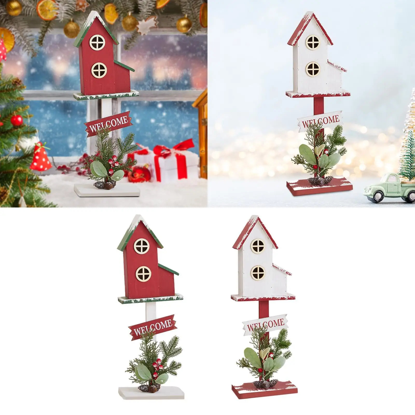 

Christmas Bird House Decor Indoor Outdoor Ornament for Festival Balcony Yard