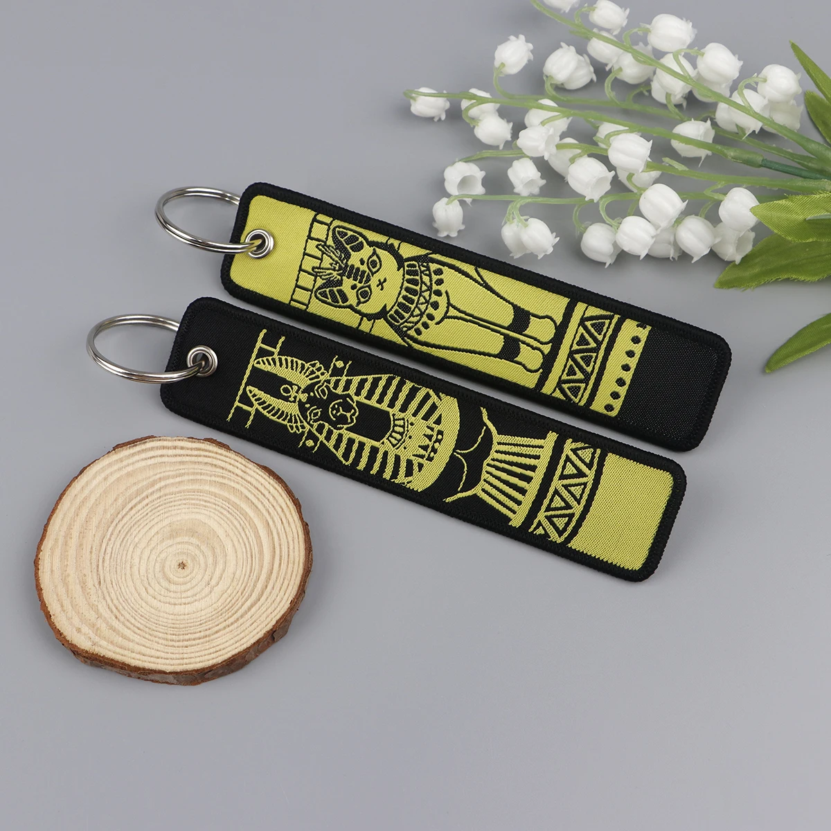 Anubis Embroidery Keys Ring Luggage Tag For Aviation Keychains For Car Motorcycle Key Accessory Special Pendant For Friend Gifts