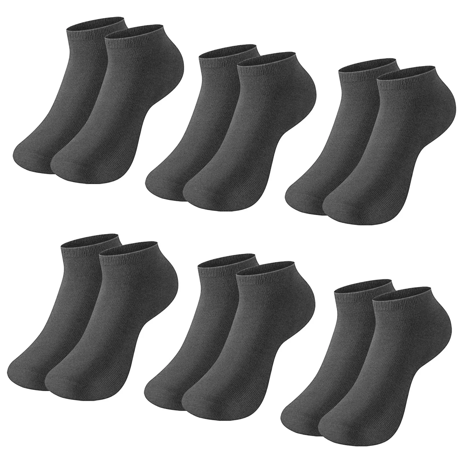 Kurze Socken für Herren und Damen, 6 Paar einfarbige Sport-Baumwollsocken, klassisch, einfach, bequem, weich, atmungsaktiv