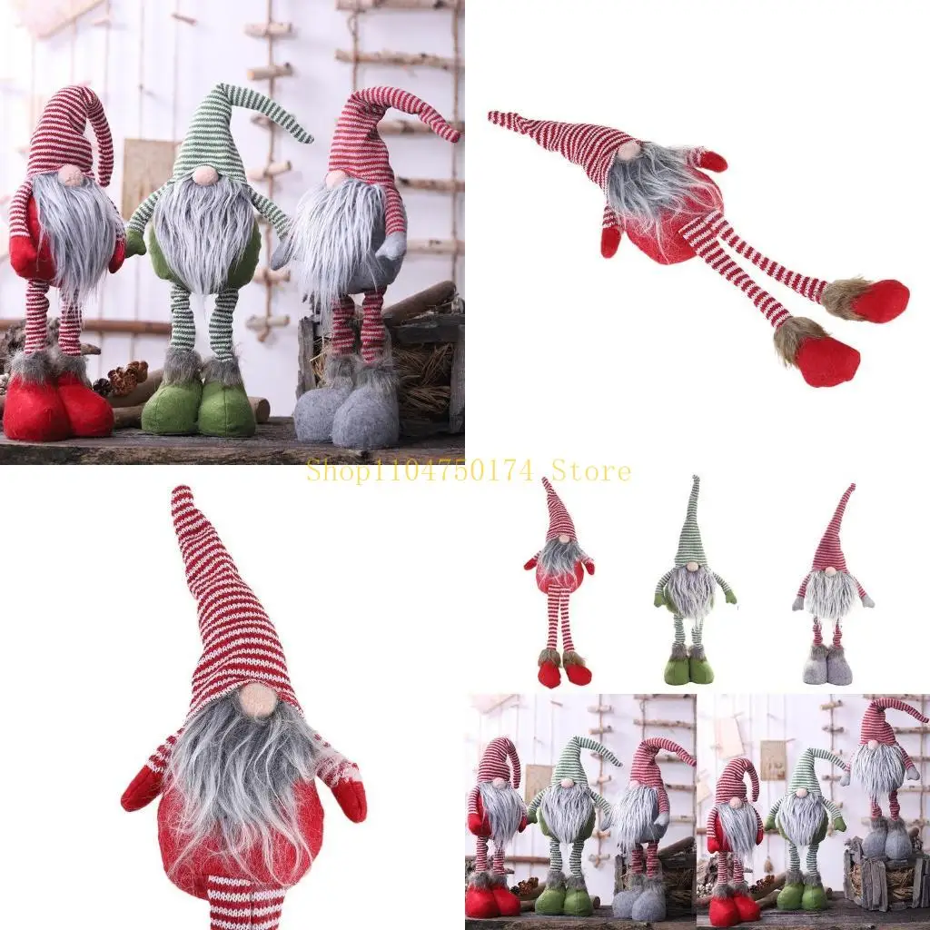 Рождественская длинная нога в скандинавском стиле без лица, Санта-Клаус, стоящий для куклы с полоской, топ распродажа Рождественская длинная нога в скандинавском стиле без лица, Санта-Клаус, стоящий для куклы с полоской, топ распродажа