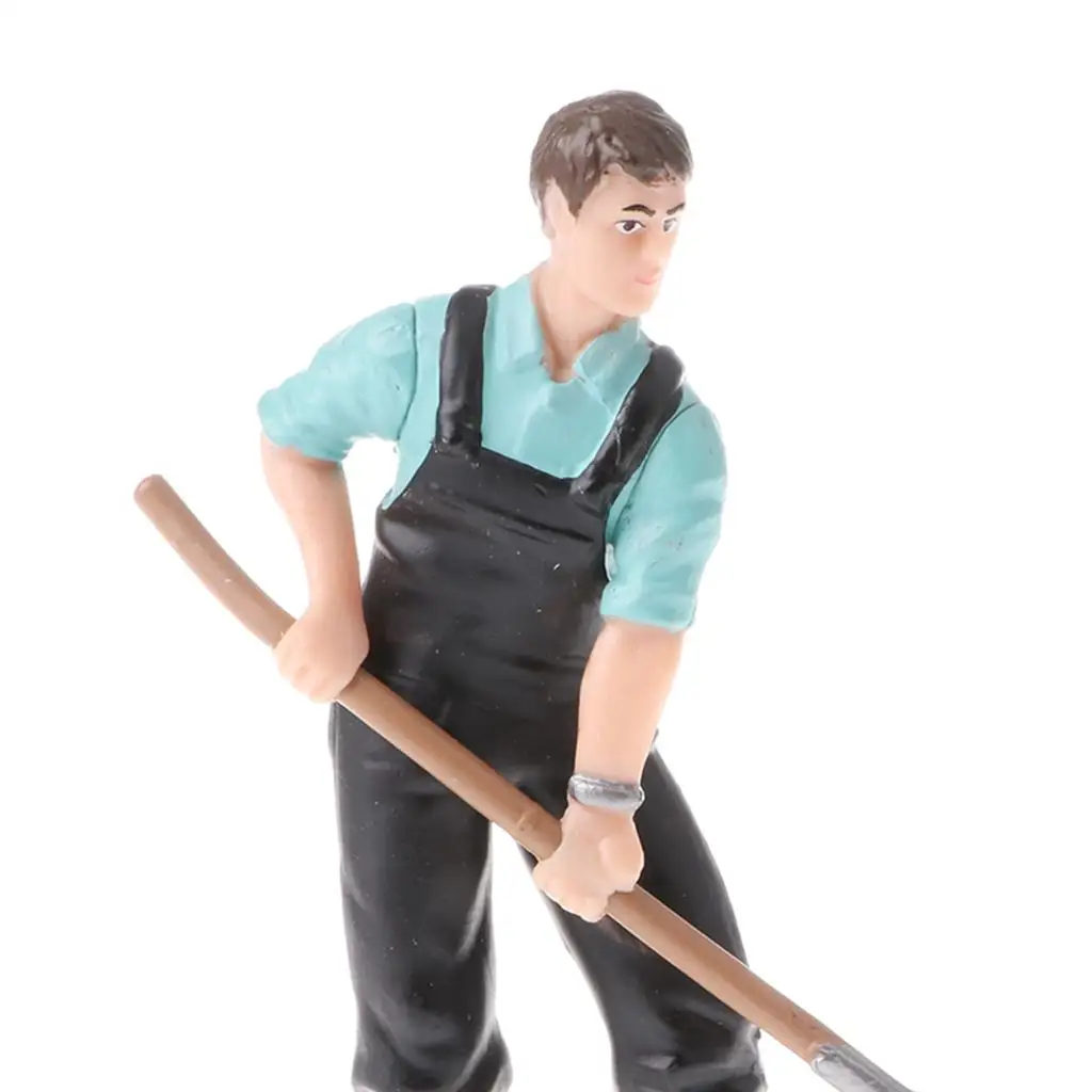Simulation de personnes, modèle fermier avec râteau, figurines d'action, jouet pour enfants, cadeau