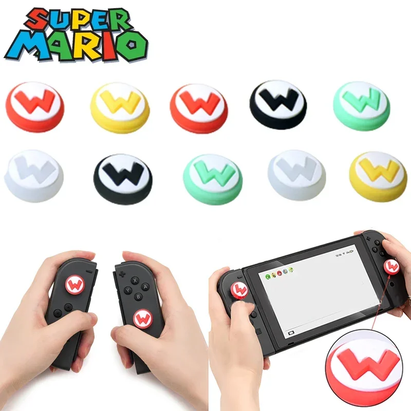 2pcs Super Mario Thumb Stick Grip Cap Cover for Nintendo Switch/Switch Lite/Switch OLED Joy-Con Controller Protective Case Gift