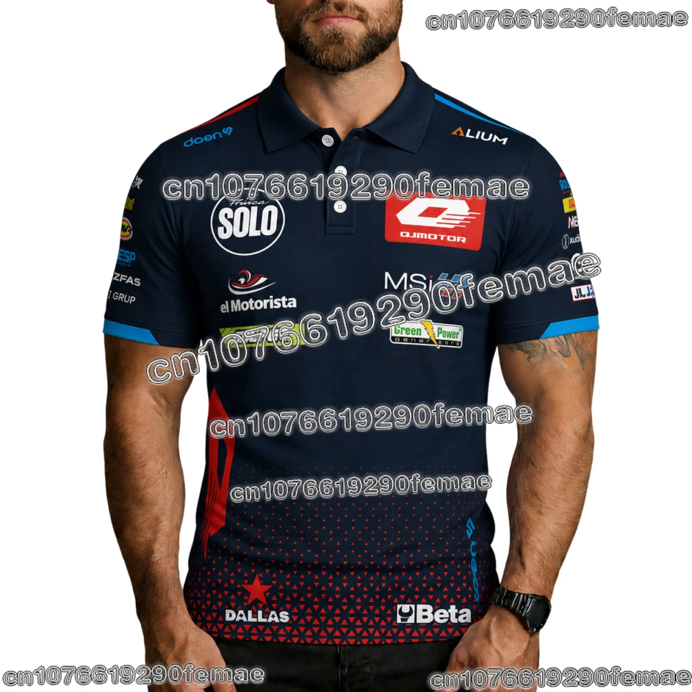 2025 QJ MOTOR Racing Team Moto2 Competition Polo Shirt Summer Short Sleeve Motorsport Fan Daily Comfortable Casual Wear