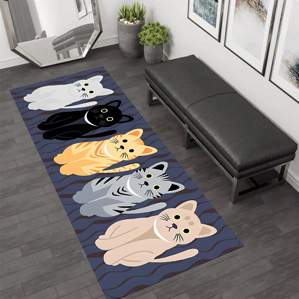 Cute Cat Print Laundry Room Kitchen Mat Machine Washable Rug Non-slip Mat for Kitchen, Laundry,home Decor Entrance Doormat