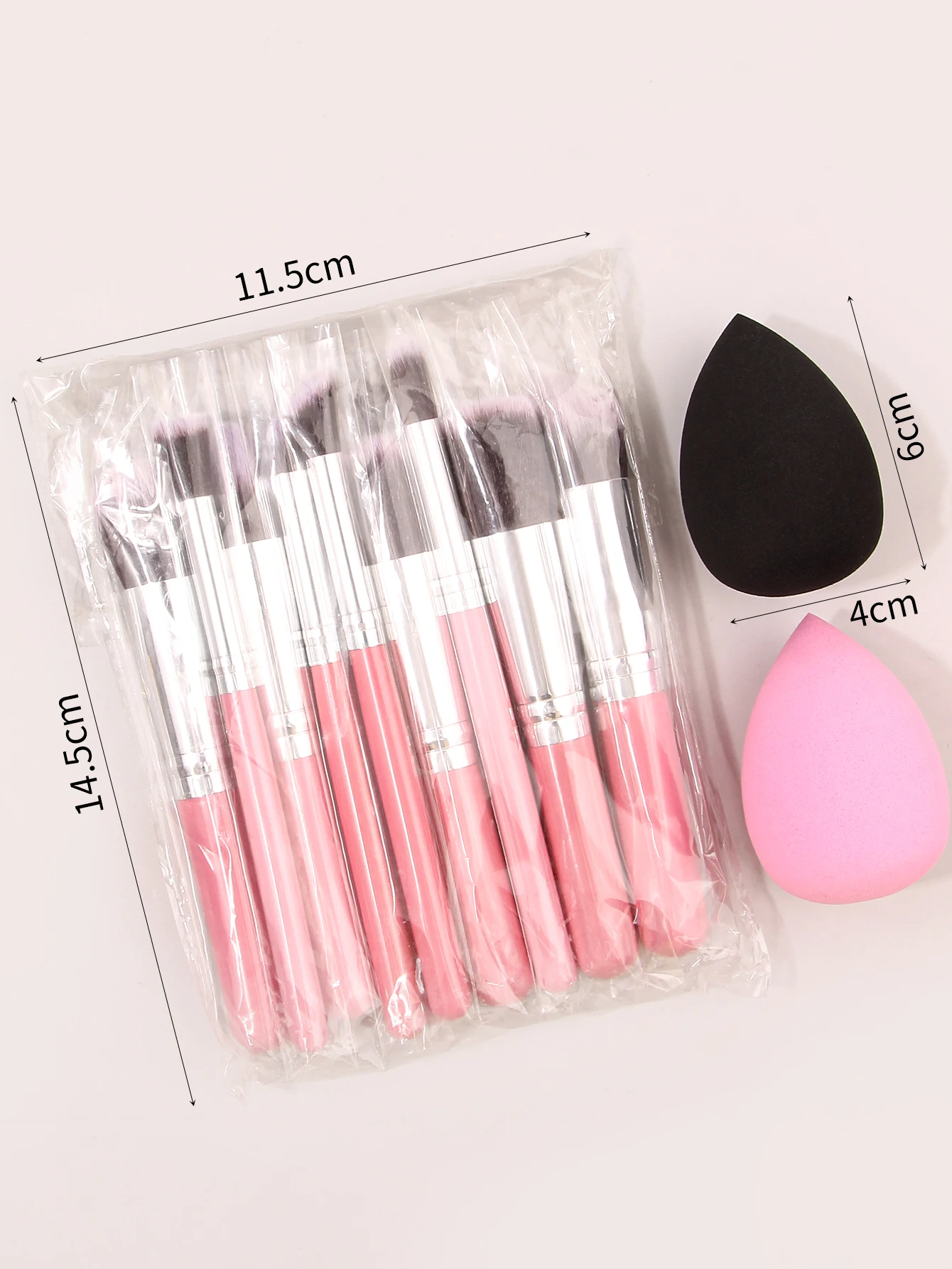 10-teiliges Make-up-Pinsel-Set: Foundation-Pinsel mit weichen Borsten, Concealer-Pinsel, Lidschattenpinsel, Rouge-Pinsel, Konturpinsel + 2 Make-up-Schwamm