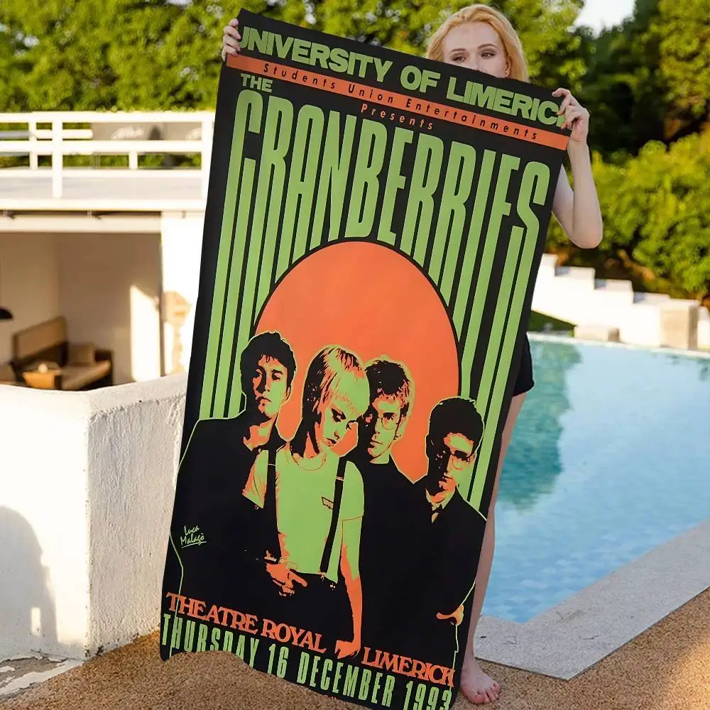 Rock Band The Cranberries Microfiber Printed Beach Towel Mountain Climbing Yoga Beach Swimming Running Absorbent Soft Towel