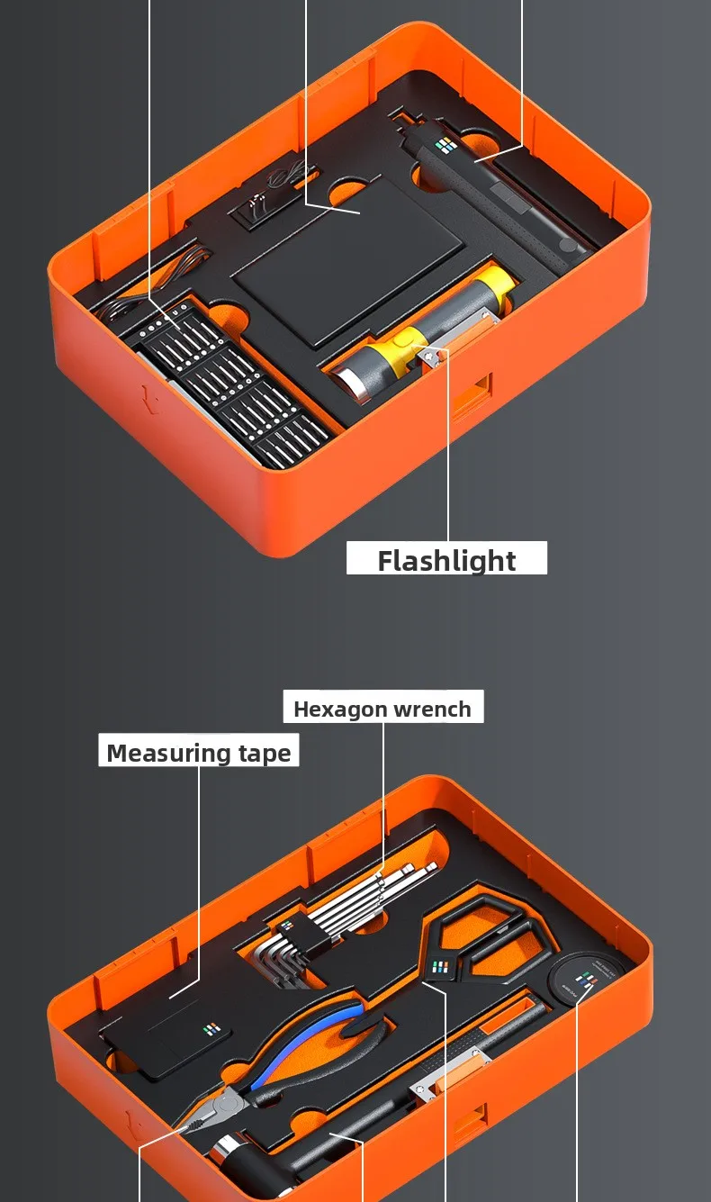 صندوق أدوات الأجهزة المنزلية متعدد الوظائف للصيانة اليدوية مفك كهربائي مجموعة أدوات التراص ذات الطبقات