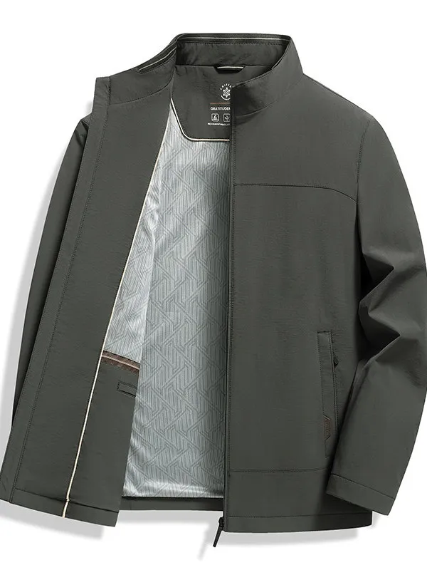 

Stand Fit Spring 2026 New Milk Silk Stand Collar Jaet Casual Busin mid Youth Men's Outerwear Top Faion Urban Sle