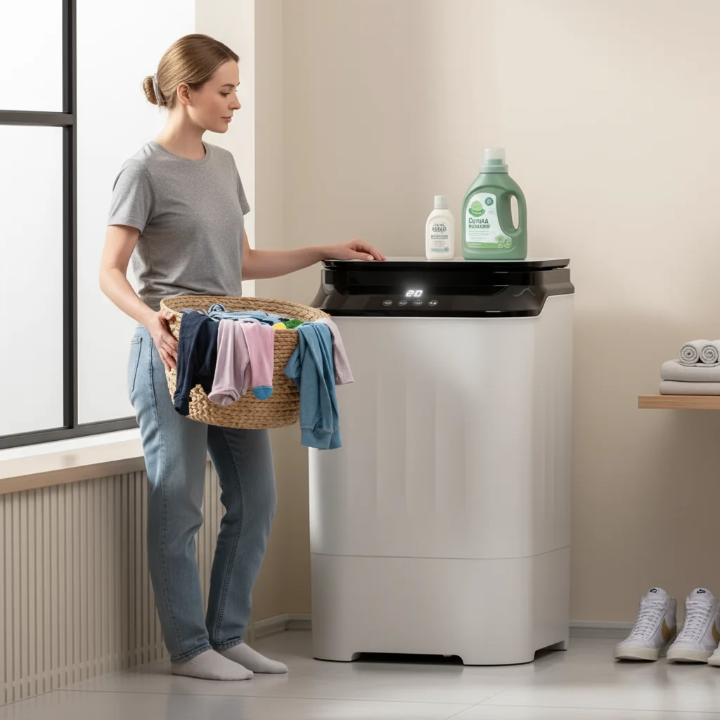 Intelligent Touch Full-Wall Brush Shoe Washer - Compact for Home/Dorm, 8-Wall Brushes, Wash-Spin Integrated, Auto