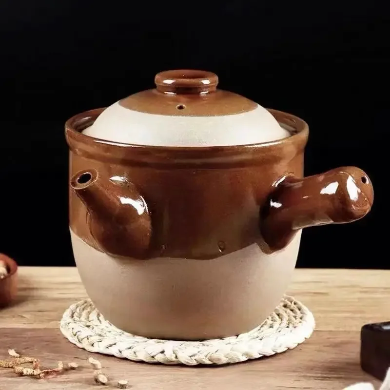 

Vintage casserole cooking pot Chinese medicine pot Uncoated crock pot Kitchen ceramic cookware clay pots for cooking Slow cooker