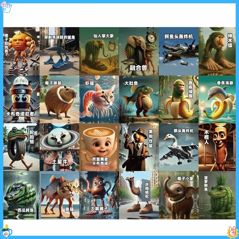 تخمين من أنا لعبة الإيطالية Brainrot لغز ورق مقوى لعبة Tung Tung Sahur Tralarero Tralala شخصين التفاعلية