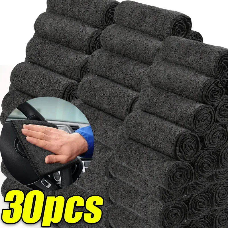 

1/30 шт., утолщенные полотенца из микрофибры для чистки автомобиля, мягкие быстросохнущие тряпки для протирания зеркал, домашние двухслойные чистящие салфетки