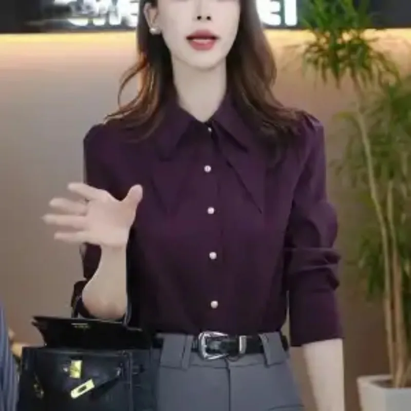 Long-sleeved Shirts for Women 2025 New Style Light Luxury and Western Style Loose Slim Tops