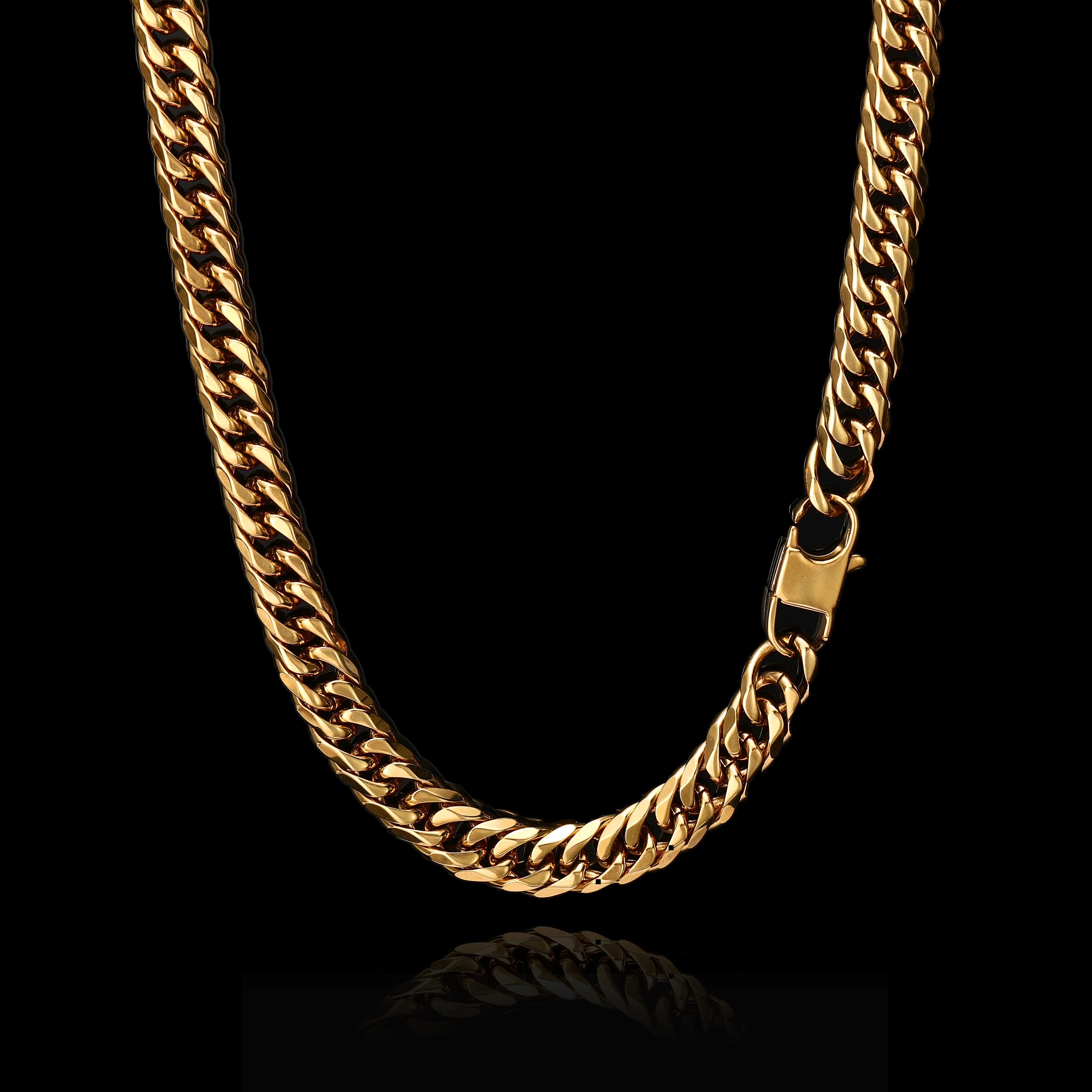 

Hip Hop Style Wholesale Stainless Steel 7/9.5mm Wide Necklace Miami Cowboy Buckle Colorfast Men's Advanced Durable Spot Jewelry