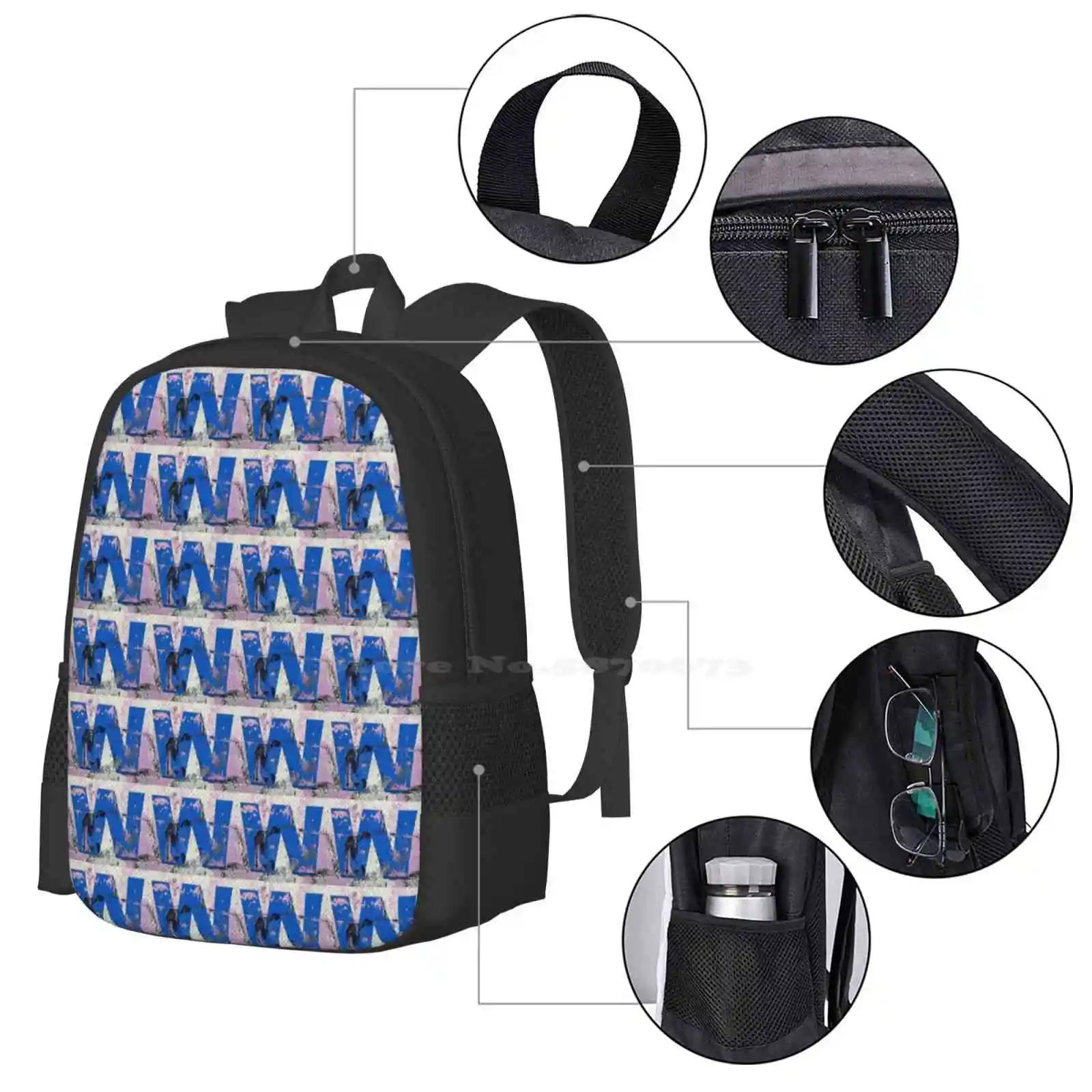 Mochila Azul W con letras del alfabeto, bolso de moda, lavado de coche, pared, azul, púrpura, pintura para pelar, desmenuzado sucio, gran oferta