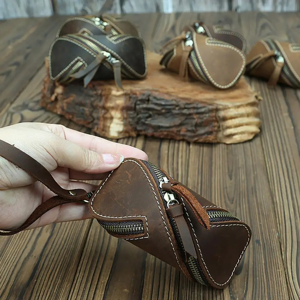 Artificial Leather Key Pouch Mini Key Case Retro Faux Leather Key Pouch with Zipper Closure Mini Wallet Bag for Home for Men