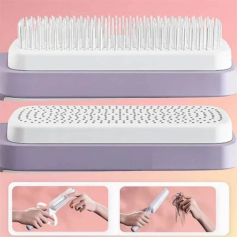 Brosse à cheveux autonettoyante, peigne rétractable, facile à nettoyer, avec poils rétractables, peigne de Massage antistatique