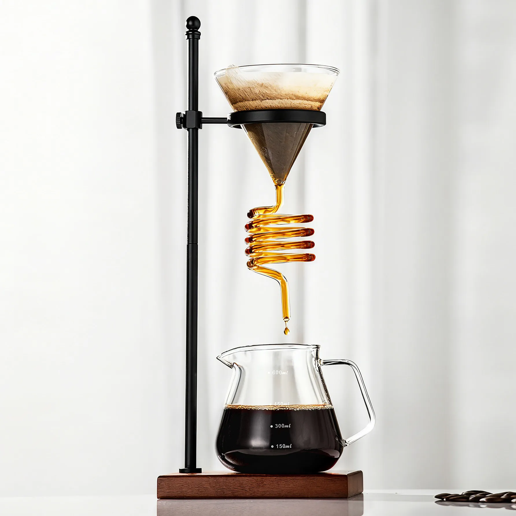 Snake Tube Glass Coffee Filter, Spiral Cooling Coffee Cup, Wine Decanter Style Coffee Filter,Portable Hand-Poured Brewing